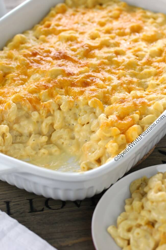 Creamy macaroni and cheese casserole. Find this recipe, plus get more great summer potluck recipes here.