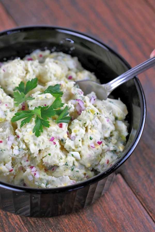 All American Potato Salad Recipe. Find this and more great summer potluck ideas.
