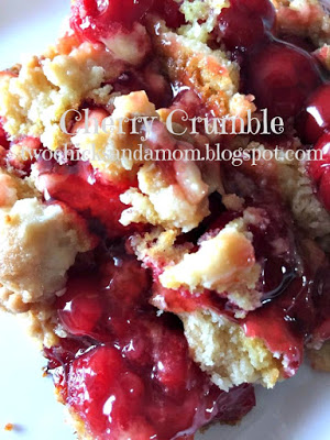 Easy cherry crumble, or cherry dump cake recipe. Find this and other great ideas for your summer potluck here.