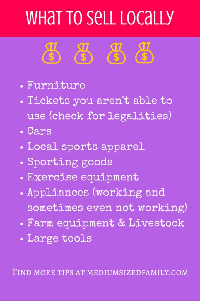 A list of things you can sell in your area.