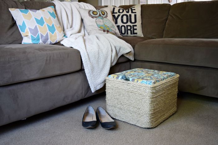 DIY Milk Crate Ottoman