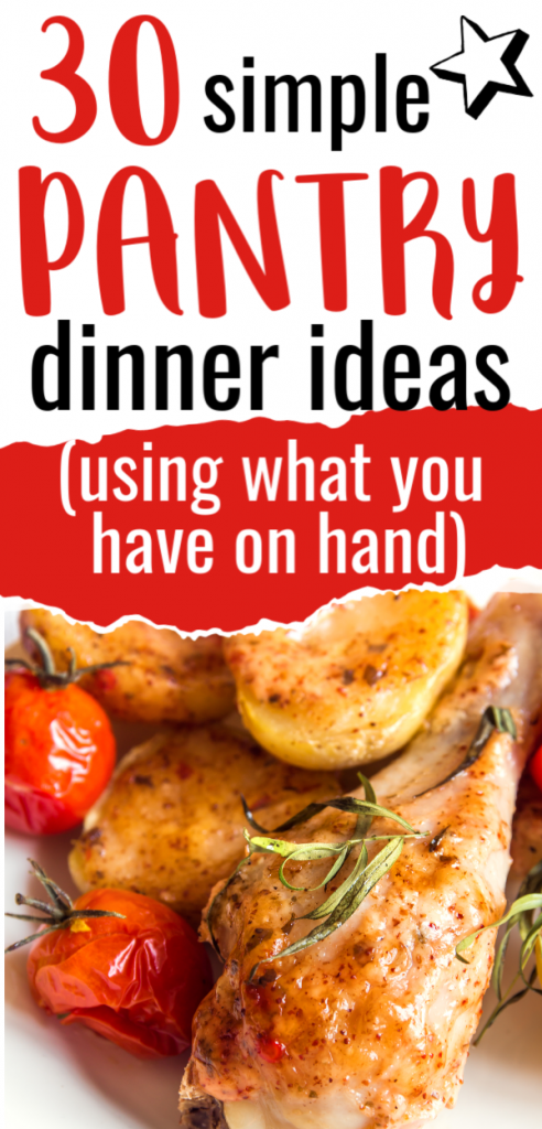 Need a list of pantry dinner ideas you can make using ingredients you have on hand? These recipes are easy to make with simple ingredients. Pantry meals and recipes that are easy and fit the budget.