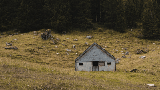 small house in a field