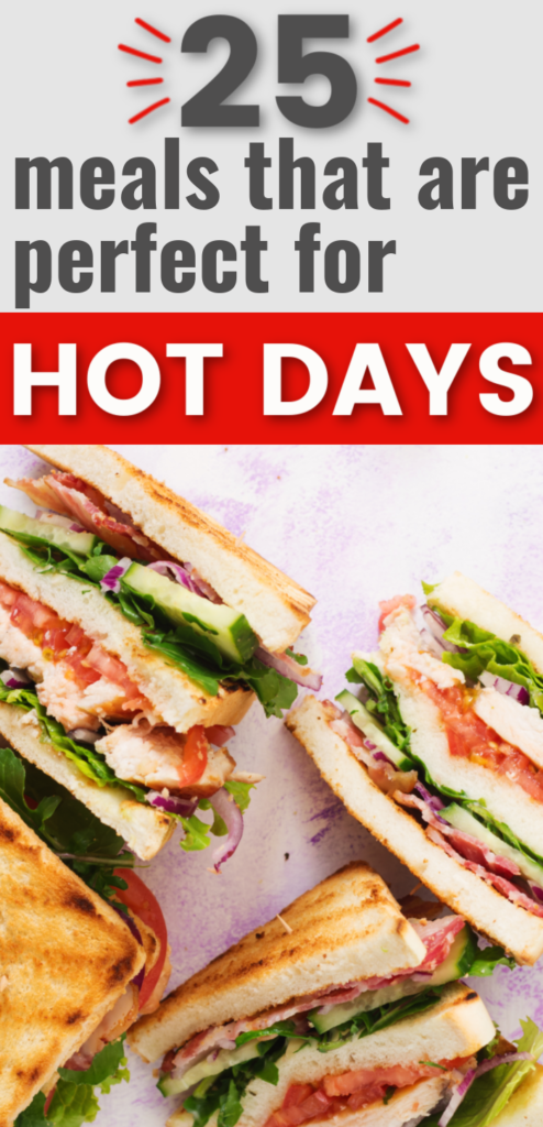 These 25 meals for hot days are the perfect way to cool off. The best recipes for cold meals. Yummy ideas for dinner on hot days. Good supper foods for hot days. Supper recipes for cold meals. What to make when it's too hot to cook. What to eat when it's too hot to cook. Food ideas for hot days.
