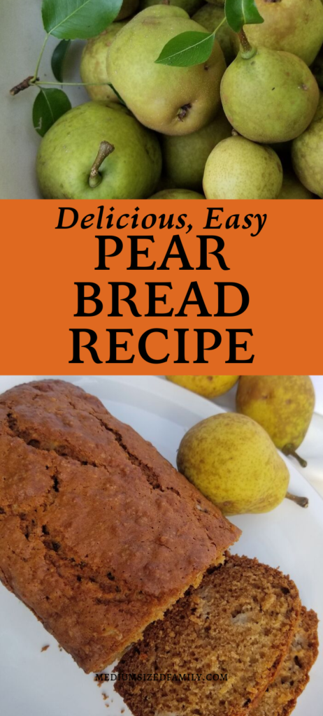 This easy pear bread recipe is so delicious! It's the perfect way to use up old pears! You can also freeze this quick bread for up to 6 months.