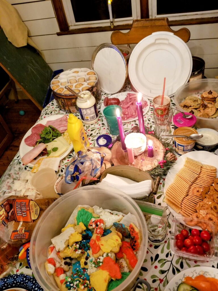 table of food and candles