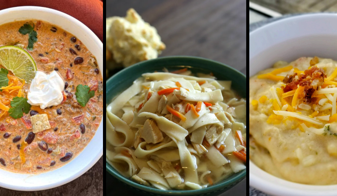 incredible fall soup recipes including taco soup, chicken noodle, and potato soup